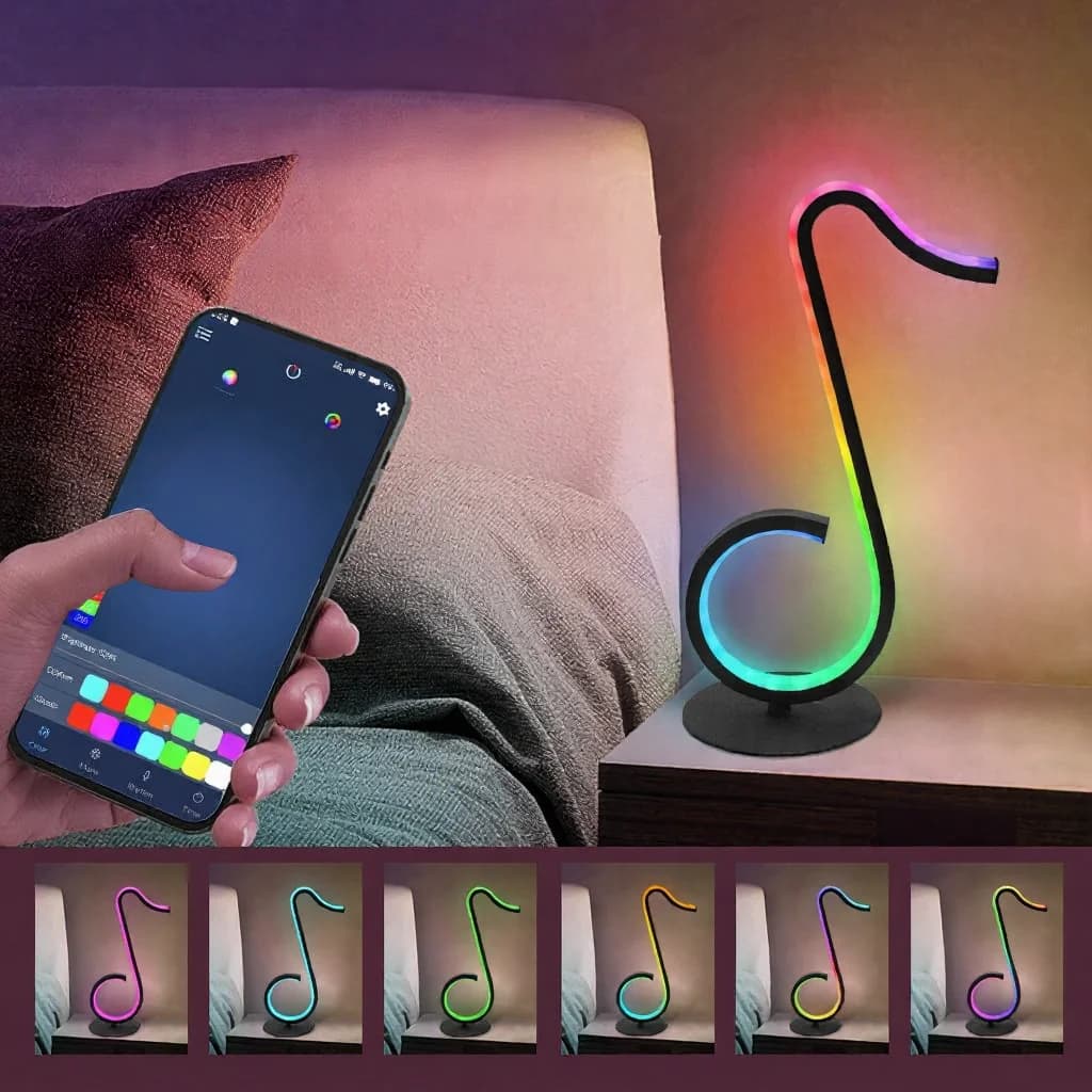 RGB svjetiljka za stol u obliku glazbene note s daljinskim upravljačem