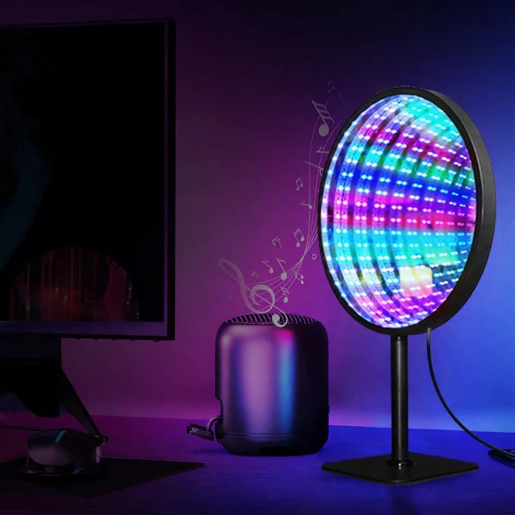 Ogledalo beskonačnosti od akrila, okruglo 3D svjetlo ponora, USB RGB lampa za atmosferu