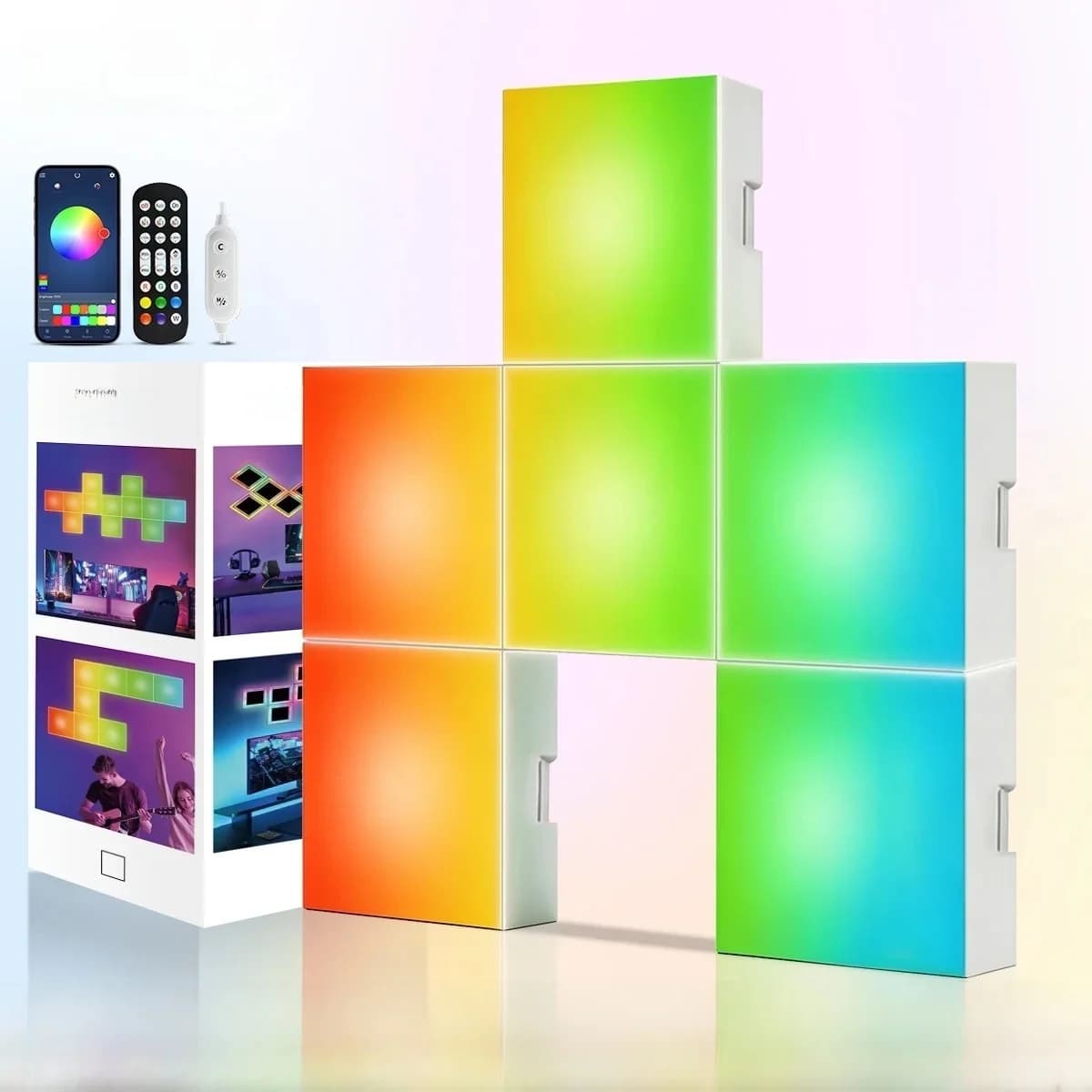 Kvadratni RGB paneli za svjetlo sa sinkronizacijom glazbe, zidna atmosfera lampa