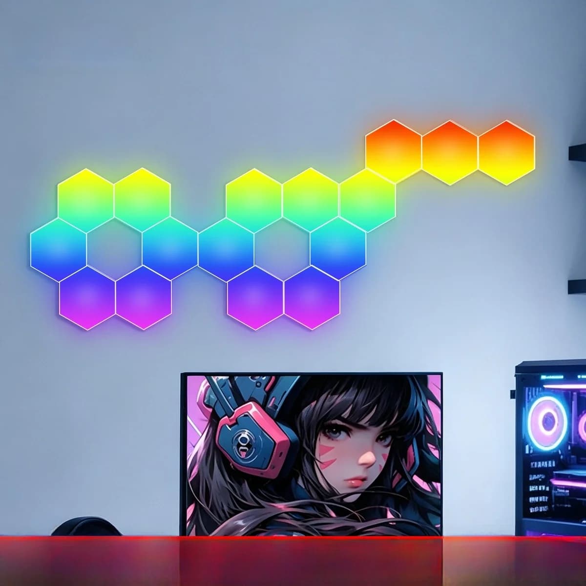 RGB hexagonalne svjetlosne ploče osjetljive na zvuk s upravljanjem aplikacijom