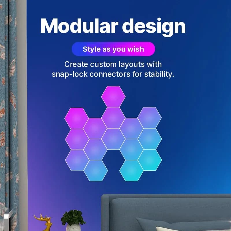 RGB hexagonalne svjetlosne ploče osjetljive na zvuk s upravljanjem aplikacijom