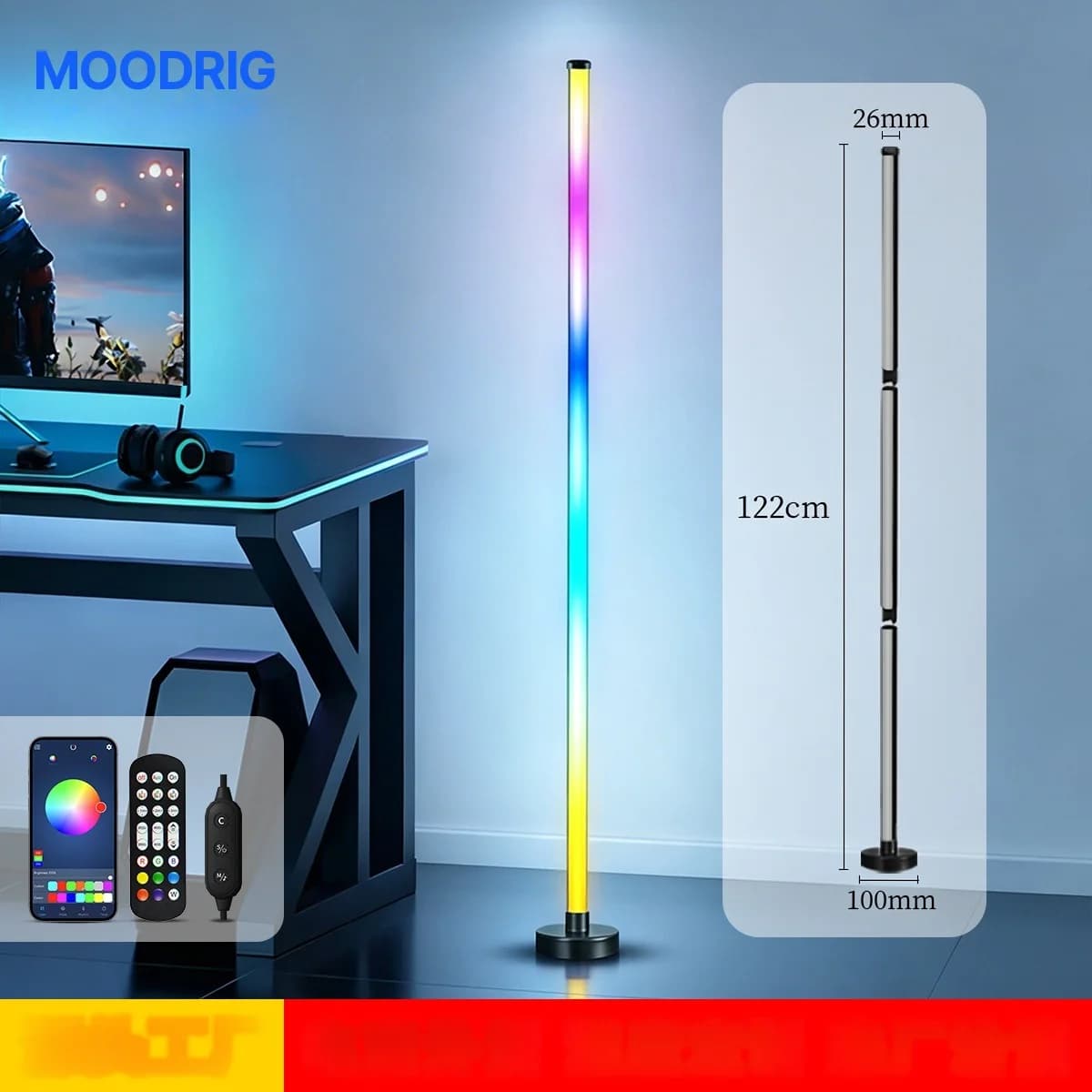 RGB LED podna lampa za kutove sa sinkronizacijom glazbe, upravljanjem aplikacijom i daljinskim upravljačem