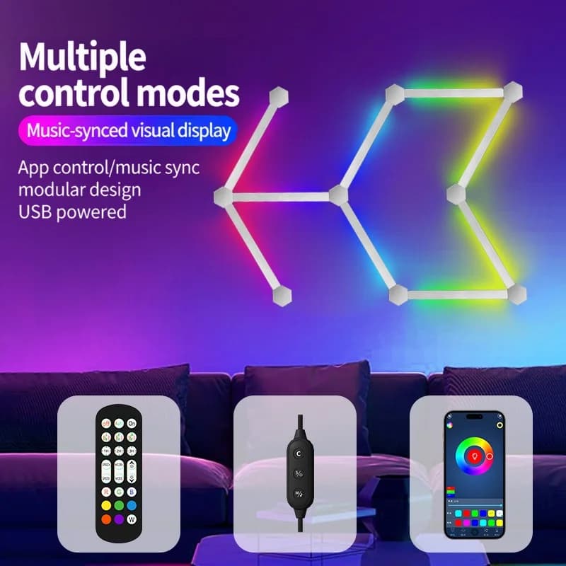 Pametni RGB LED zidni svjetlosni paneli s upravljanjem aplikacijom i sinkronizacijom glazbe